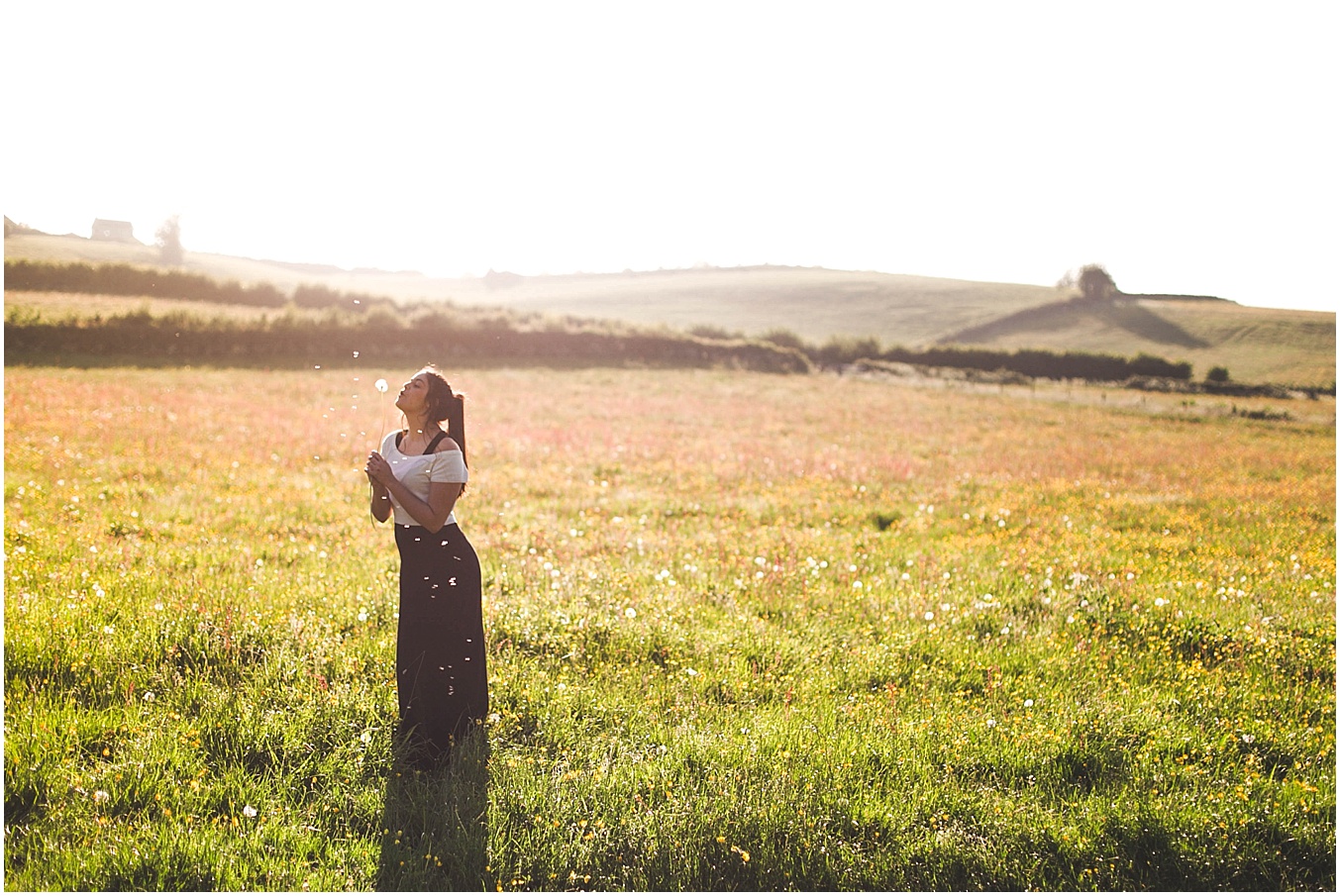engagement shoot in somerset with dandelions