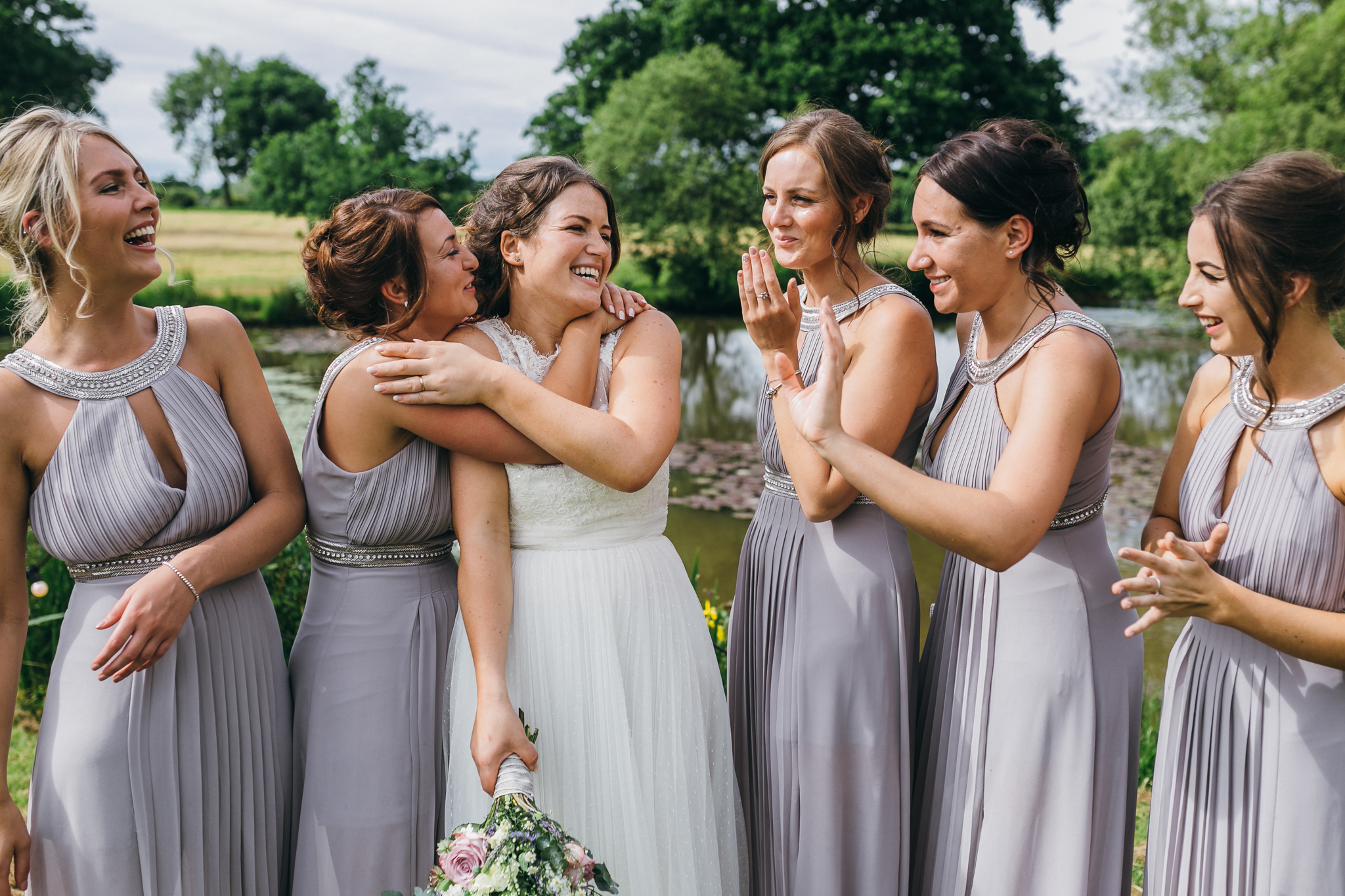 colorful rustic and vintage tipi wedding photography in surrey bridesmaids