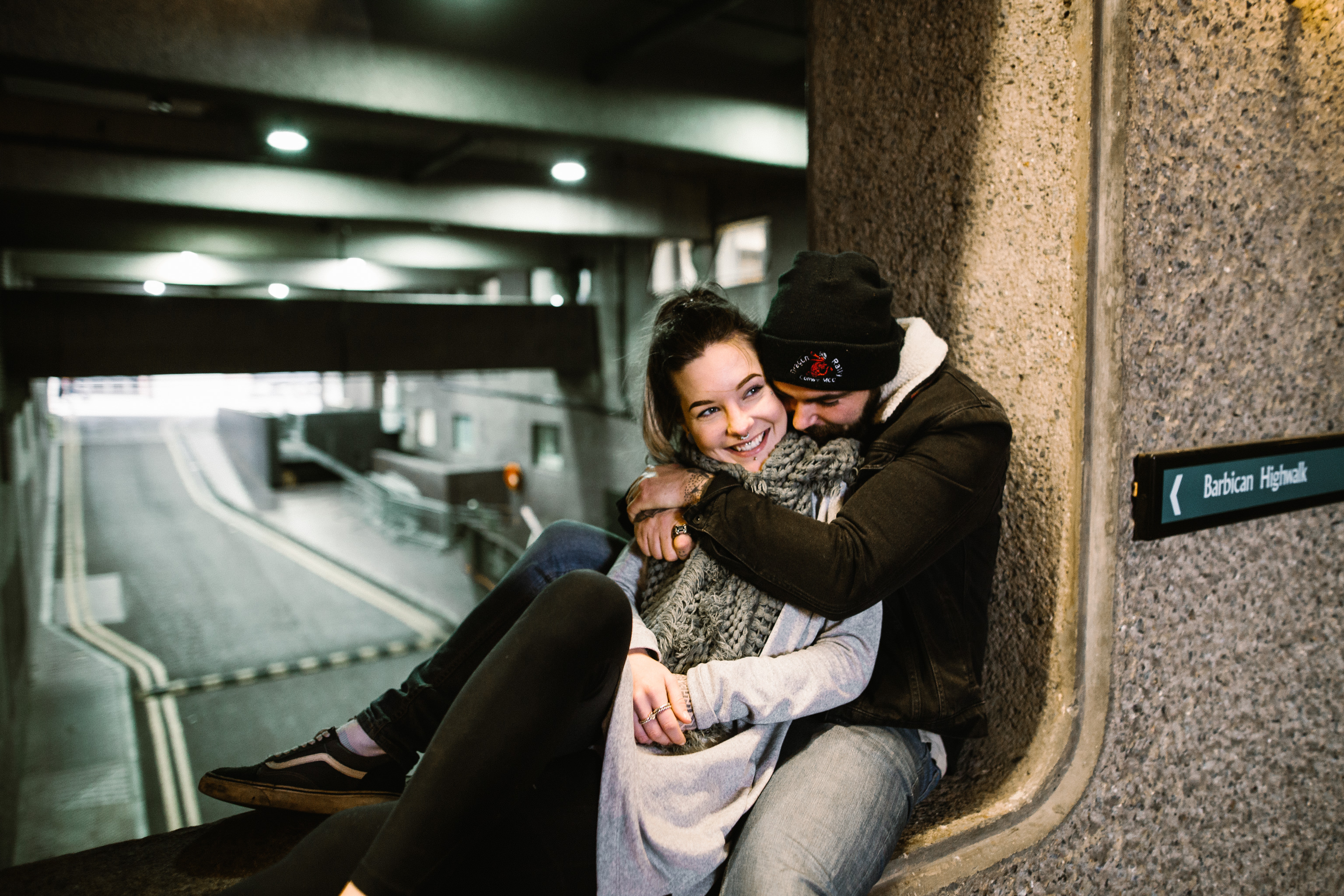 London engagement shoot at the barbican centre by london wedding photographer