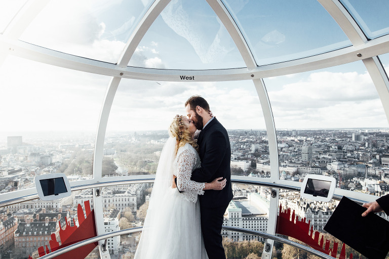 Winter Elopement Inside London Eye Destination Wedding