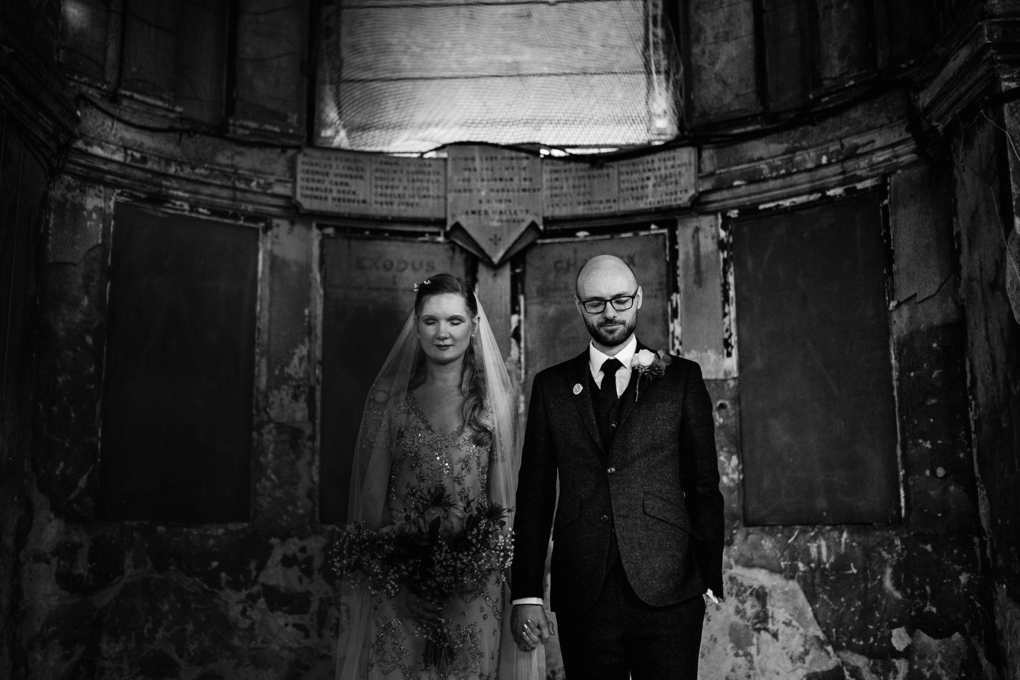 COUPLE PORTRAITS BRIDE GROOM AT THE ASYLUM LONDON WEDDING PHOTOGRAPHY