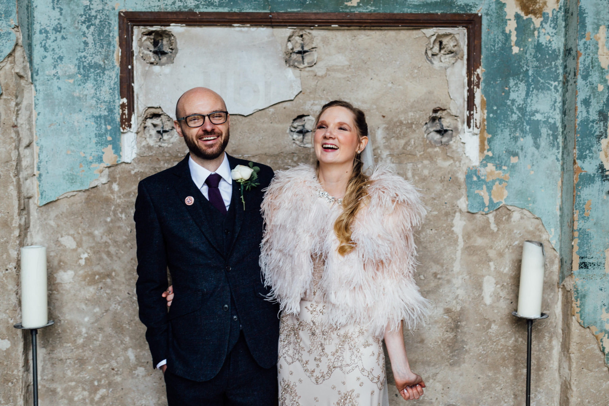 COUPLE PORTRAITS BRIDE GROOM AT THE ASYLUM LONDON WEDDING PHOTOGRAPHY JENNY PACKHAM
