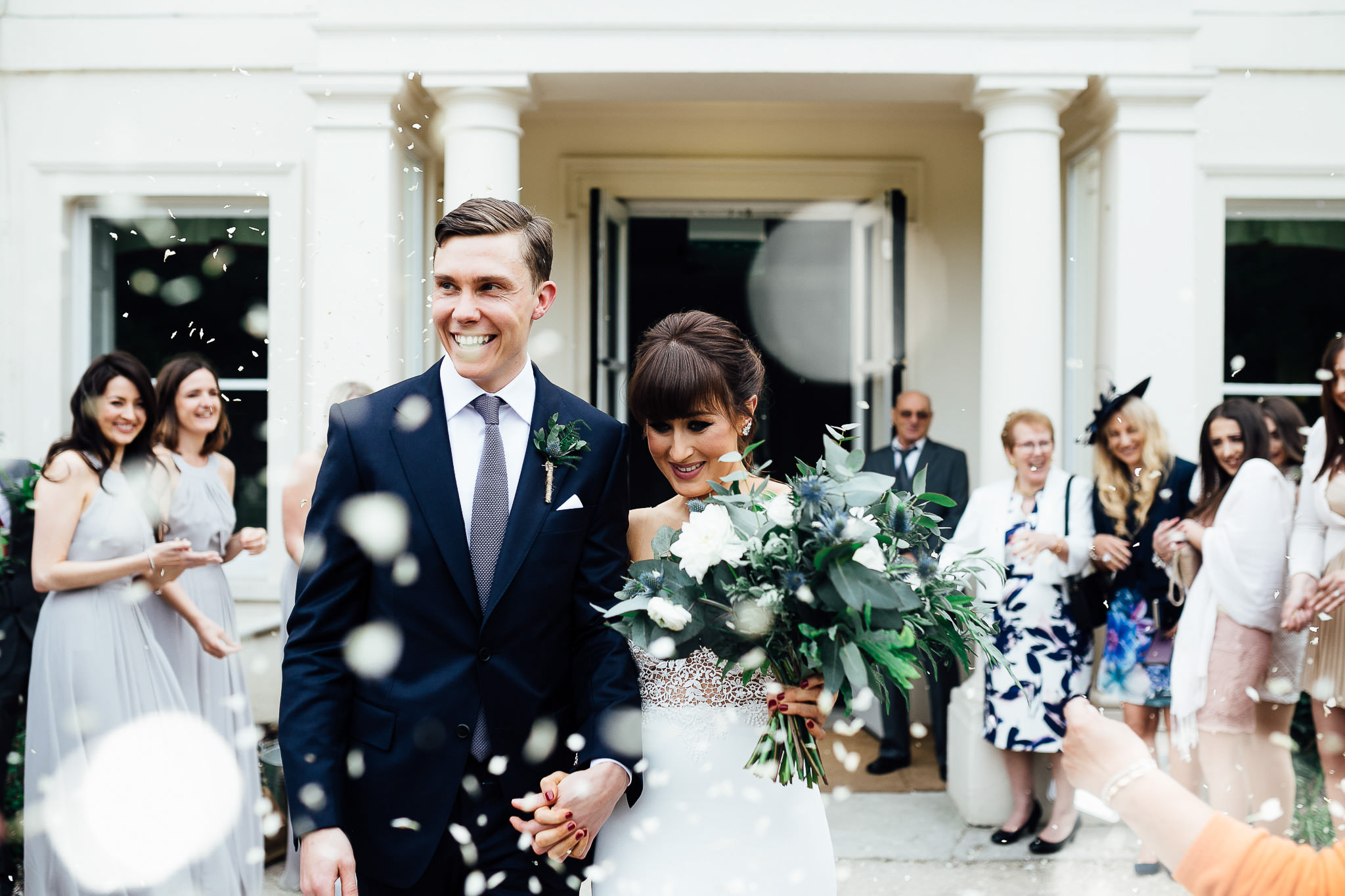ceremony at morden hall wedding botanical theme with geometrical copper details