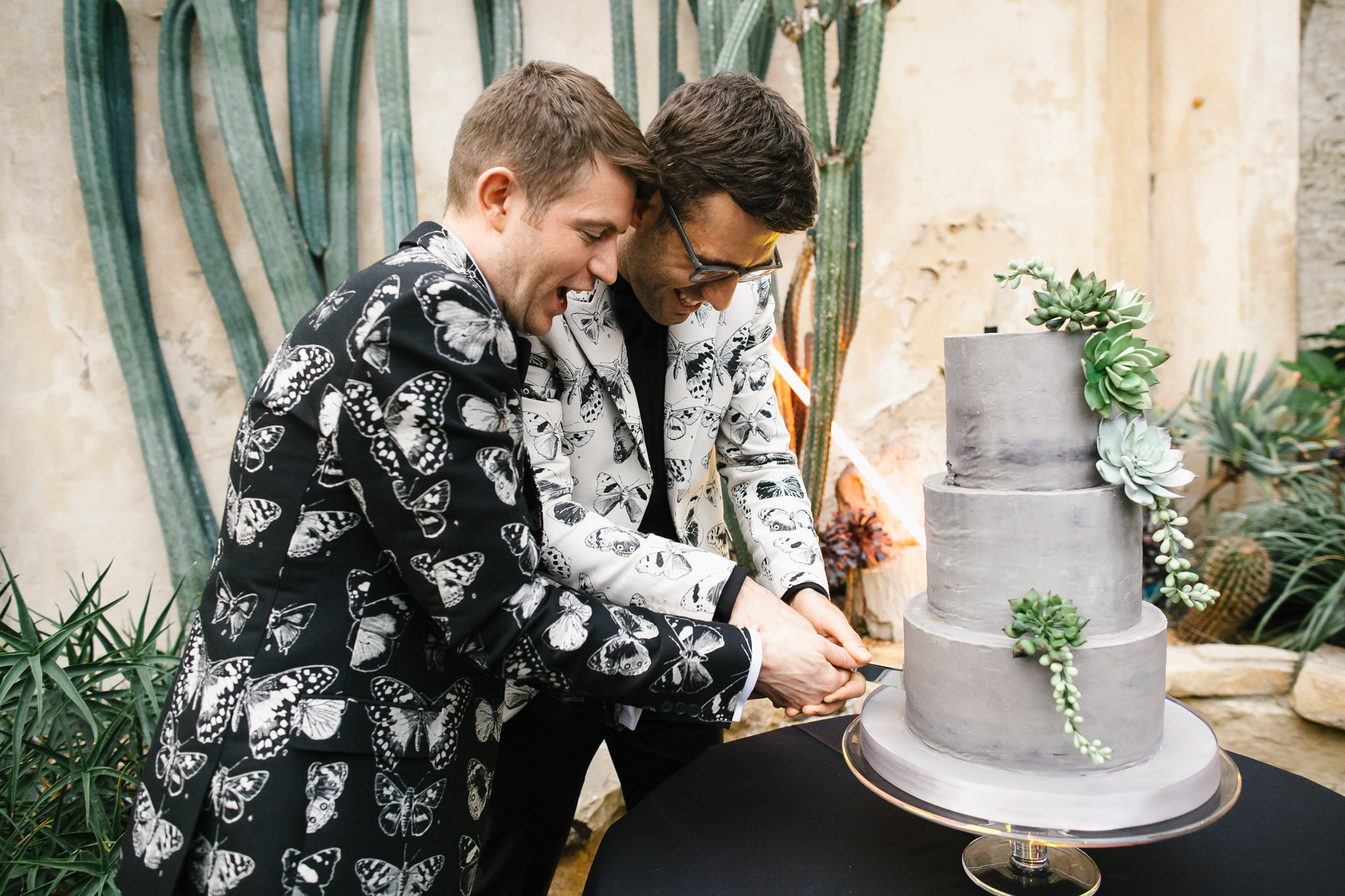 concrete succulent wedding cake